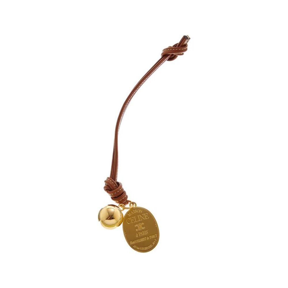 Celine Maison Celine Medallion Leather Charm, Brown